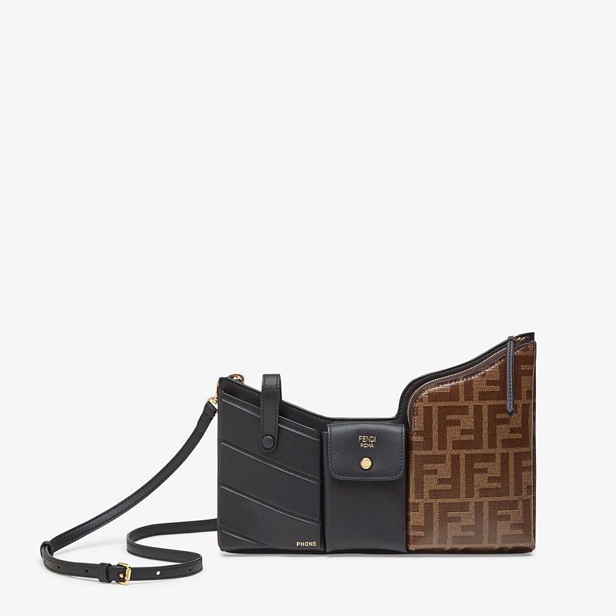 Fendi_블랙 컬러의 가죽 메신저 백