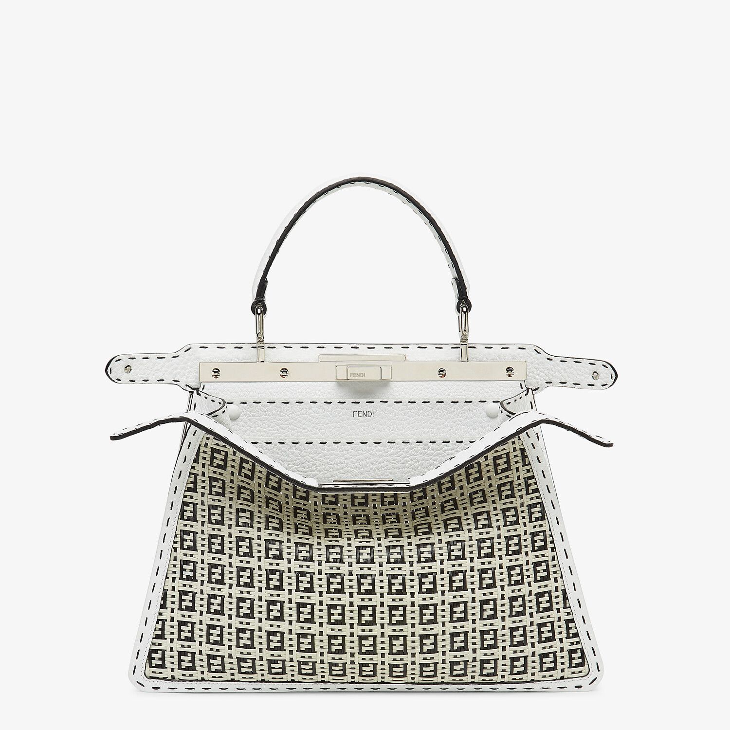 Fendi_블랙과 화이트 브레이드 가죽 백