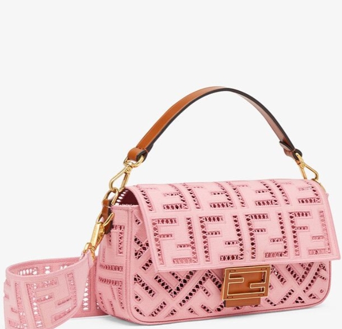 Fendi_핑크 자수 캔버스 백