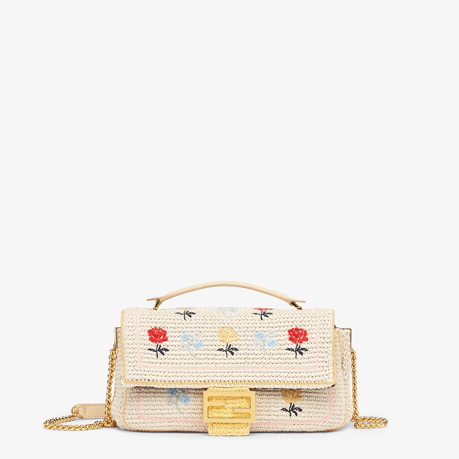 Fendi_화이트 자수 코튼 백