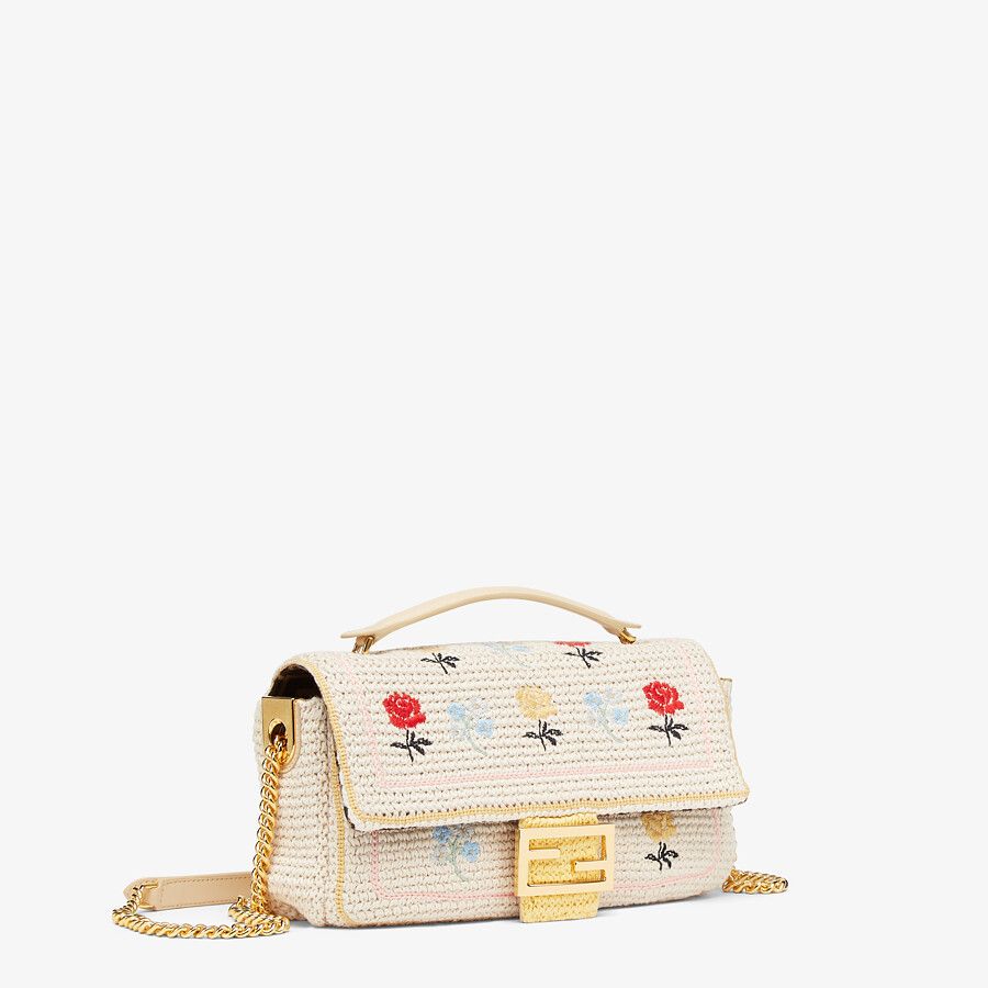 Fendi_화이트 자수 코튼 백