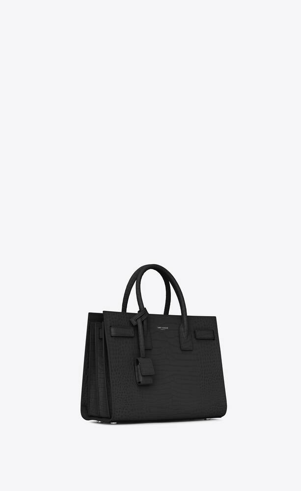 SaintLaurent_baby sac de jour bag in black crocodile embossed leather