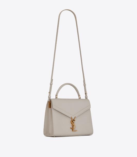 SaintLaurent_cassandra mini top handle bag in canvas and smooth leather