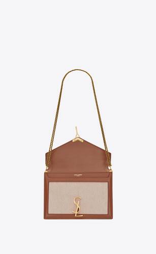 SaintLaurent_cassandra monogram clasp bag in canvas and smooth leather thumbnail