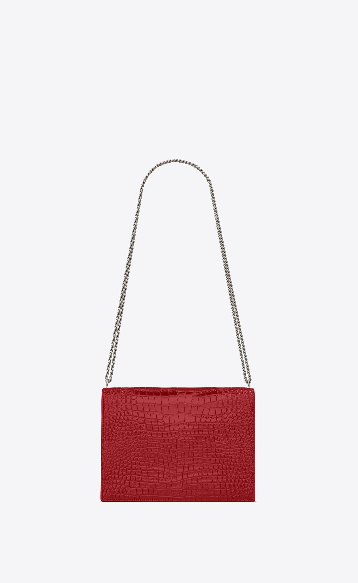 SaintLaurent_cassandra monogram clasp bag in crocodile embossed shiny leather thumbnail