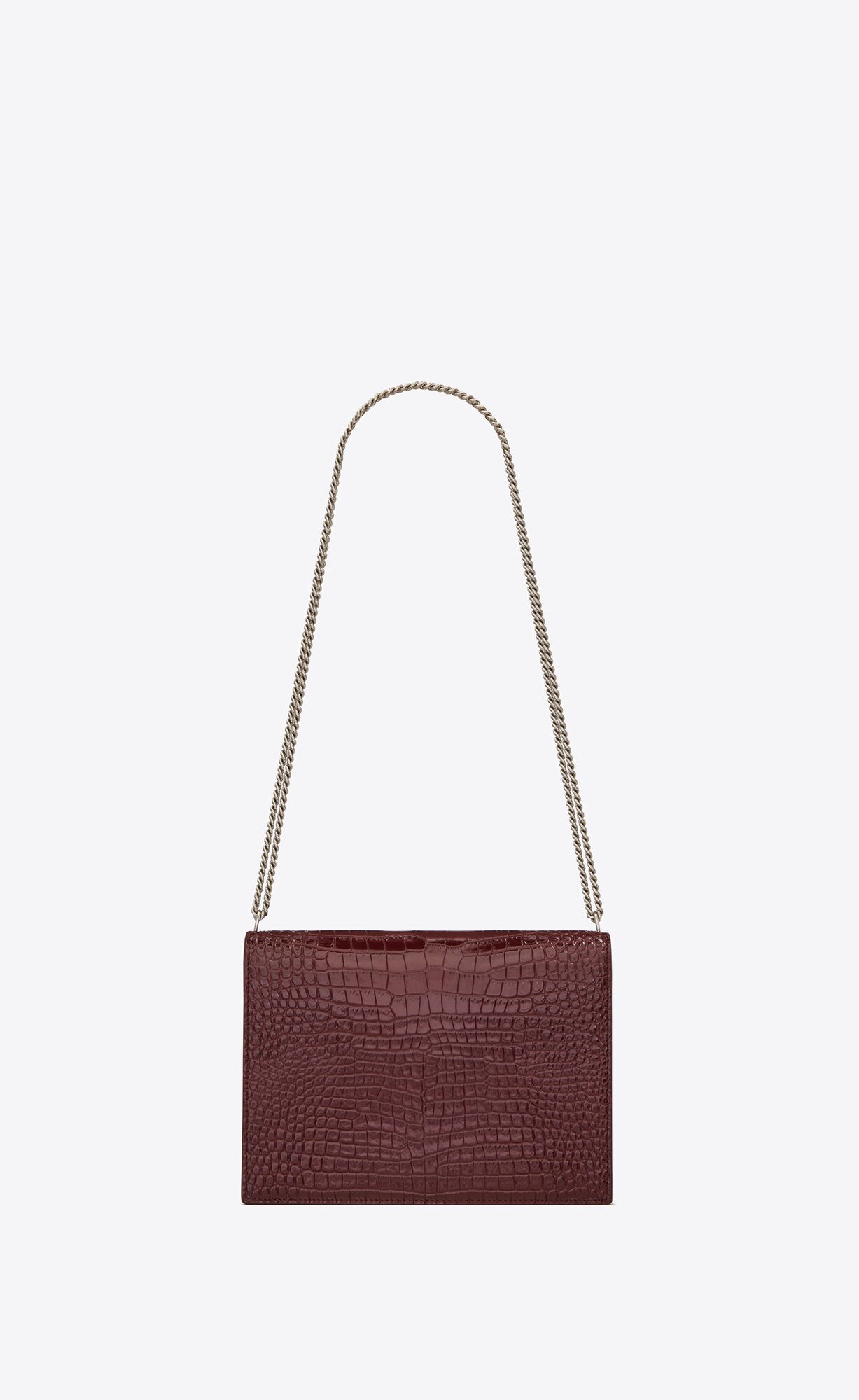 SaintLaurent_cassandra monogram clasp bag in crocodile embossed shiny leather thumbnail