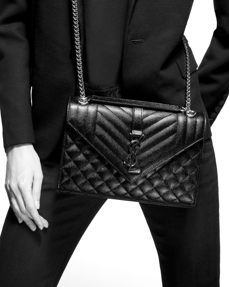 SaintLaurent_envelope medium bag in grain de poudre embossed leather thumbnail