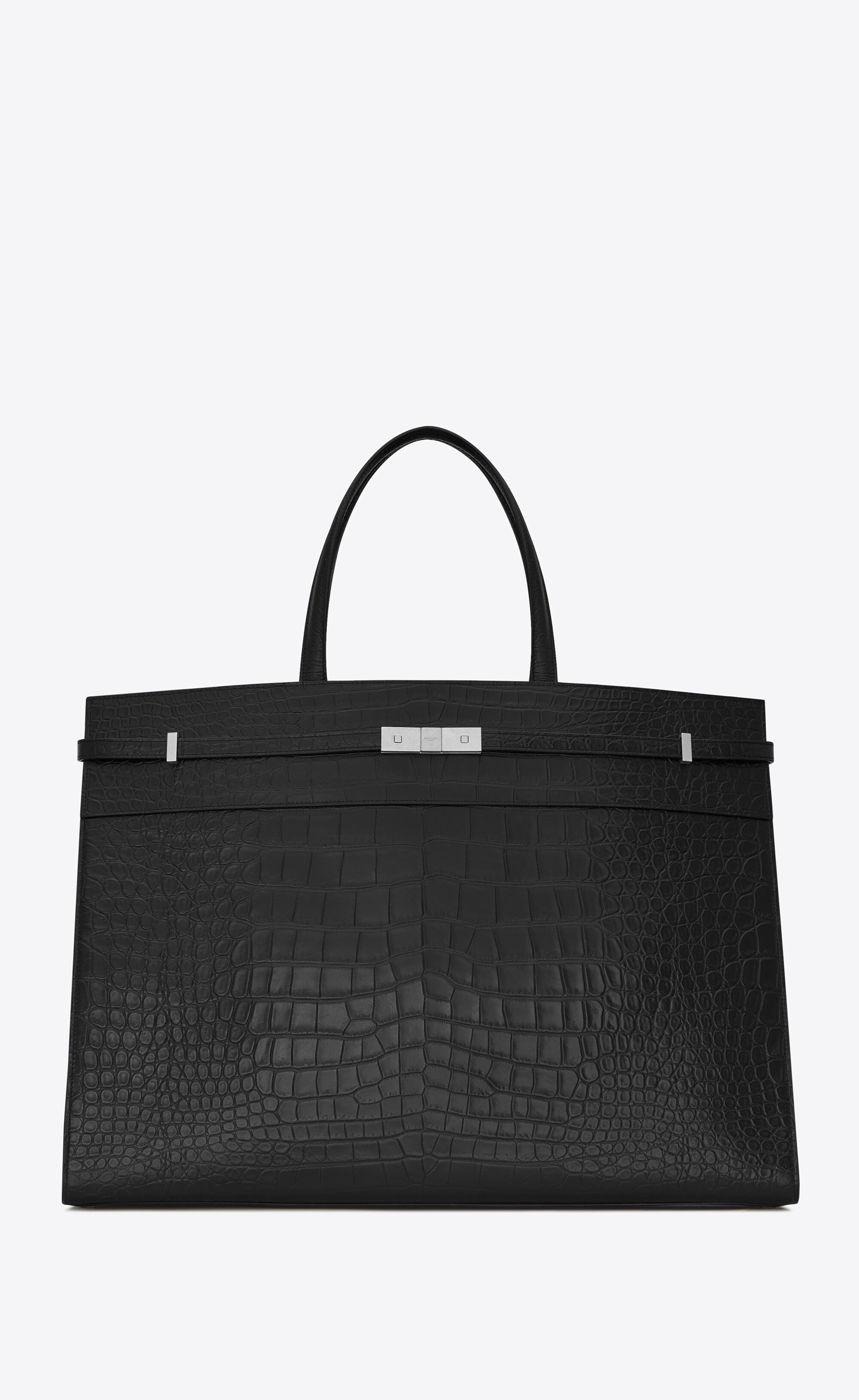 SaintLaurent_large manhattan shopping bag in mat crocodile-embossed leather