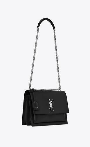 SaintLaurent_large sunset bag in black leather