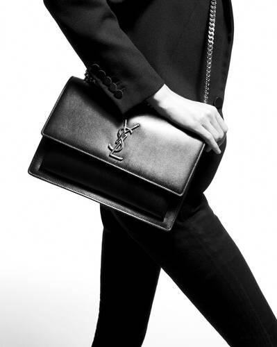 SaintLaurent_large sunset bag in black leather thumbnail