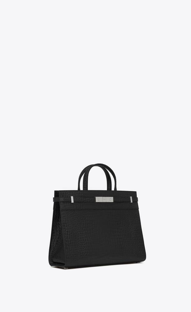 SaintLaurent_manhattan small shopping in shiny crocodile-embossed leather