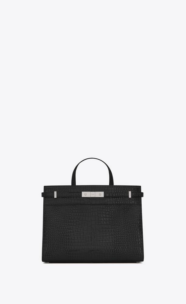 SaintLaurent_manhattan small shopping in shiny crocodile-embossed leather