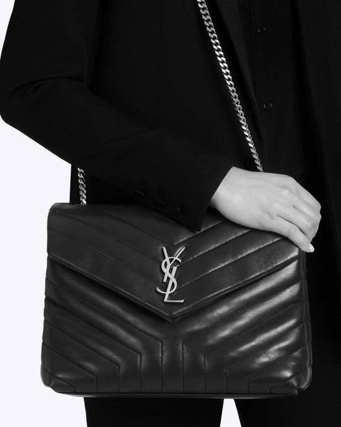 SaintLaurent_medium loulou bag with chain and black y quilted leather thumbnail