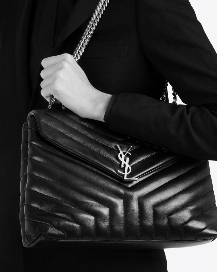 SaintLaurent_medium loulou bag with chain and black y quilted leather thumbnail