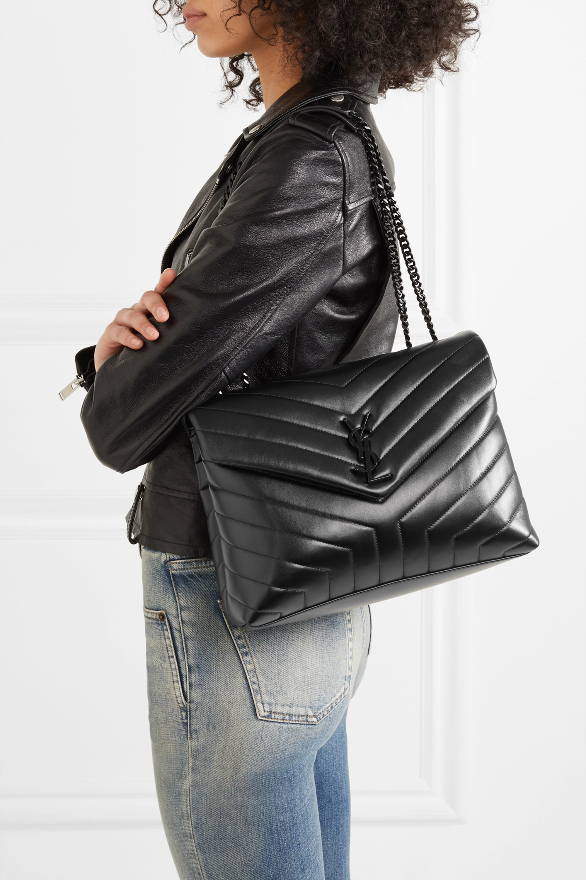 SaintLaurent_medium loulou bag with chain and black y quilted leather