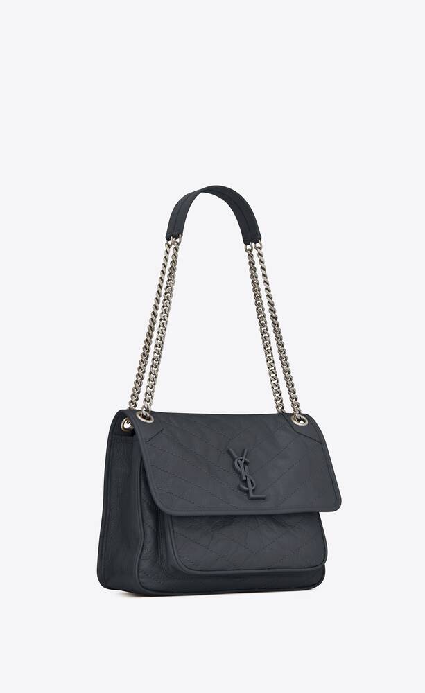 SaintLaurent_niki medium bag in crinkled vintage leather