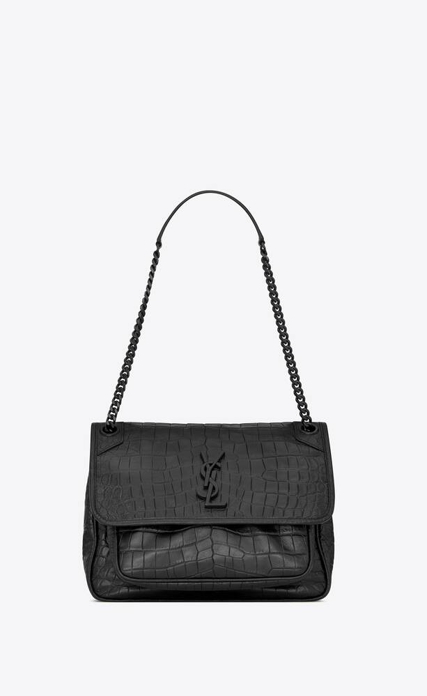 SaintLaurent_niki medium in soft crocodile-embossed leather