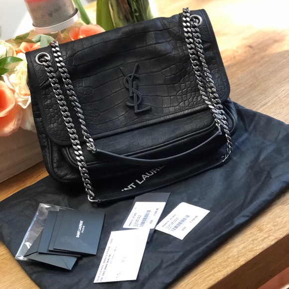 SaintLaurent_niki medium in soft crocodile-embossed leather thumbnail