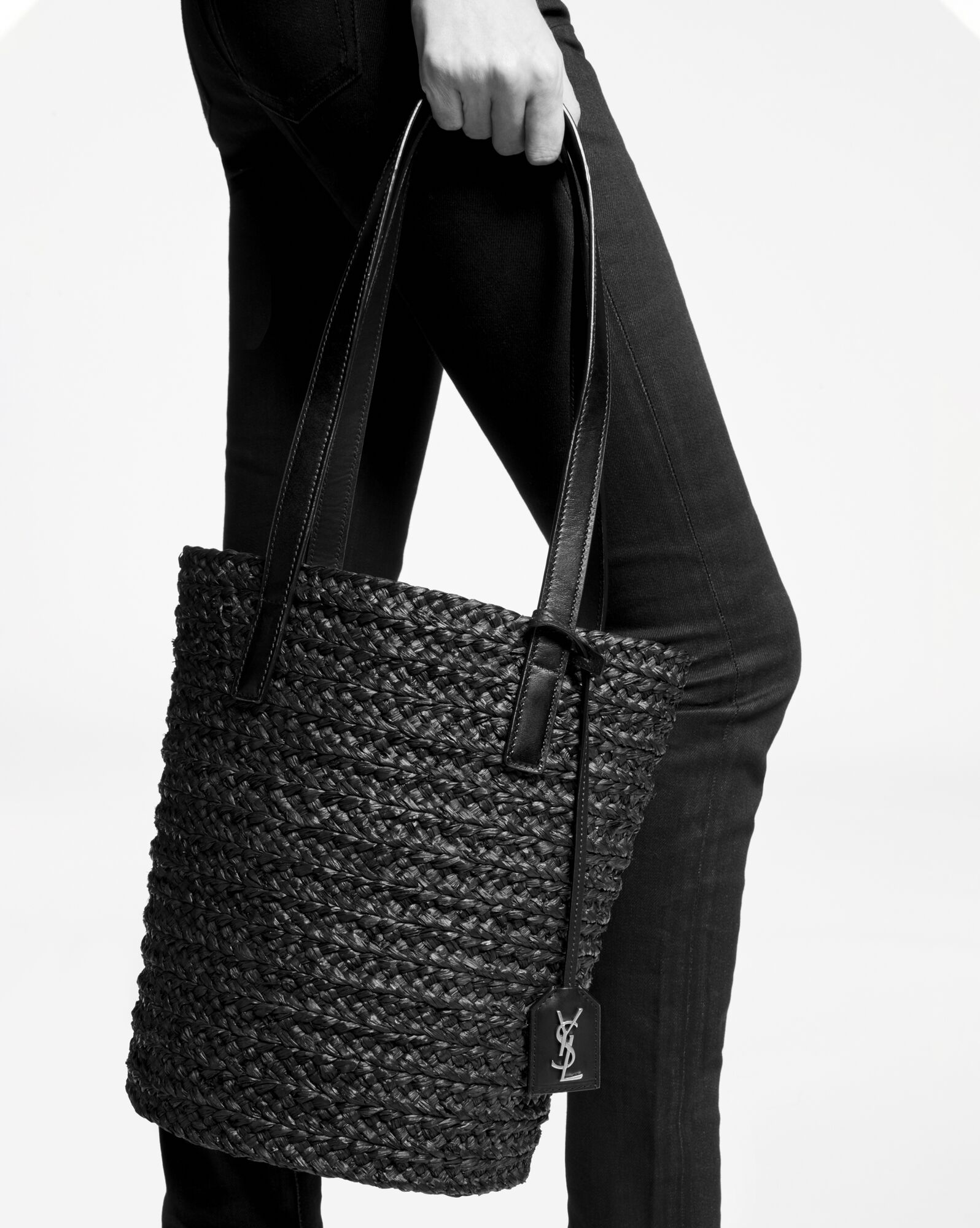 SaintLaurent_panier small bag in raffia thumbnail