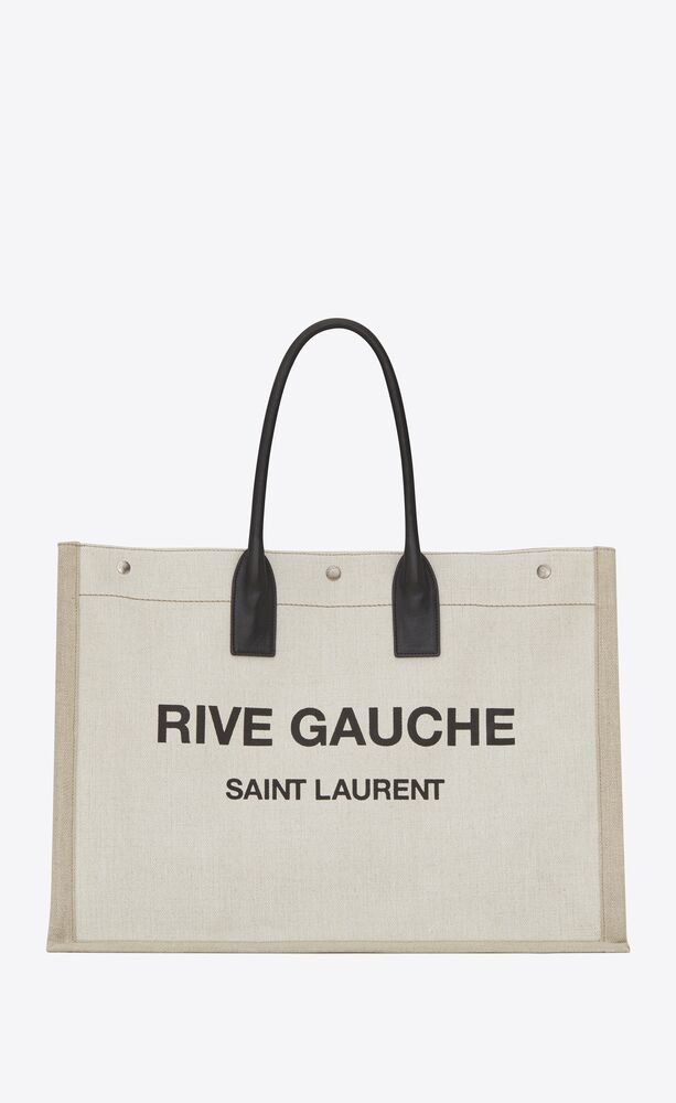 SaintLaurent_rive gauche tote bag in linen and leather