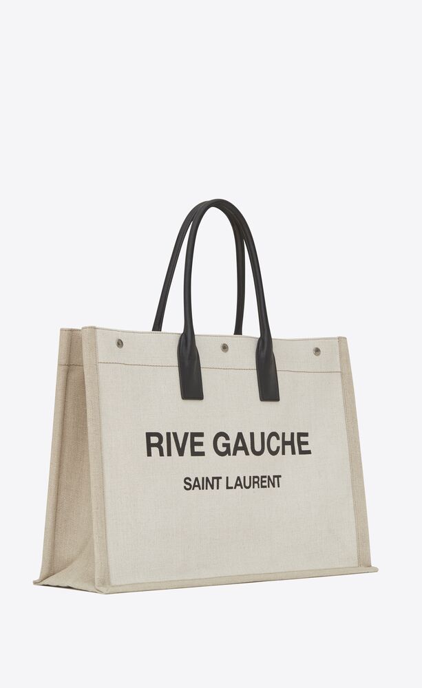 SaintLaurent_rive gauche tote bag in linen and leather