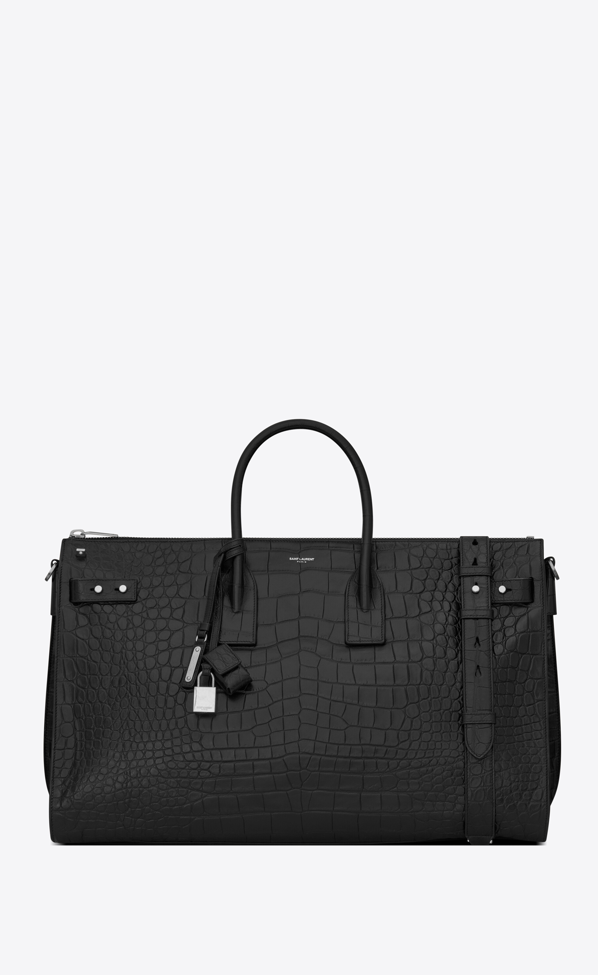SaintLaurent_sac de jour 48-hour duffle bag in embossed crocodile