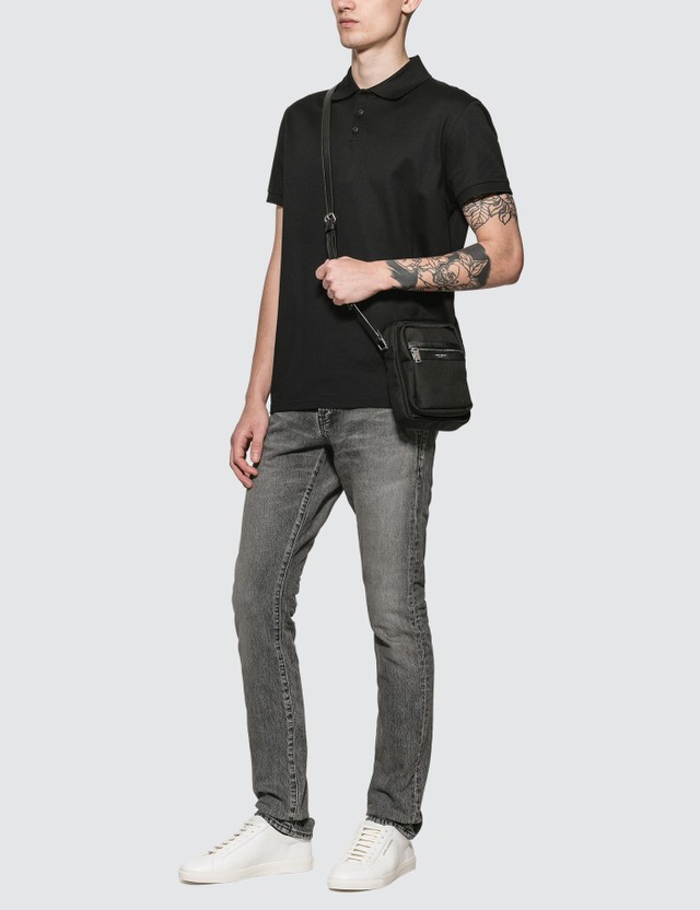 SaintLaurent_sid pouch in canvas and leather