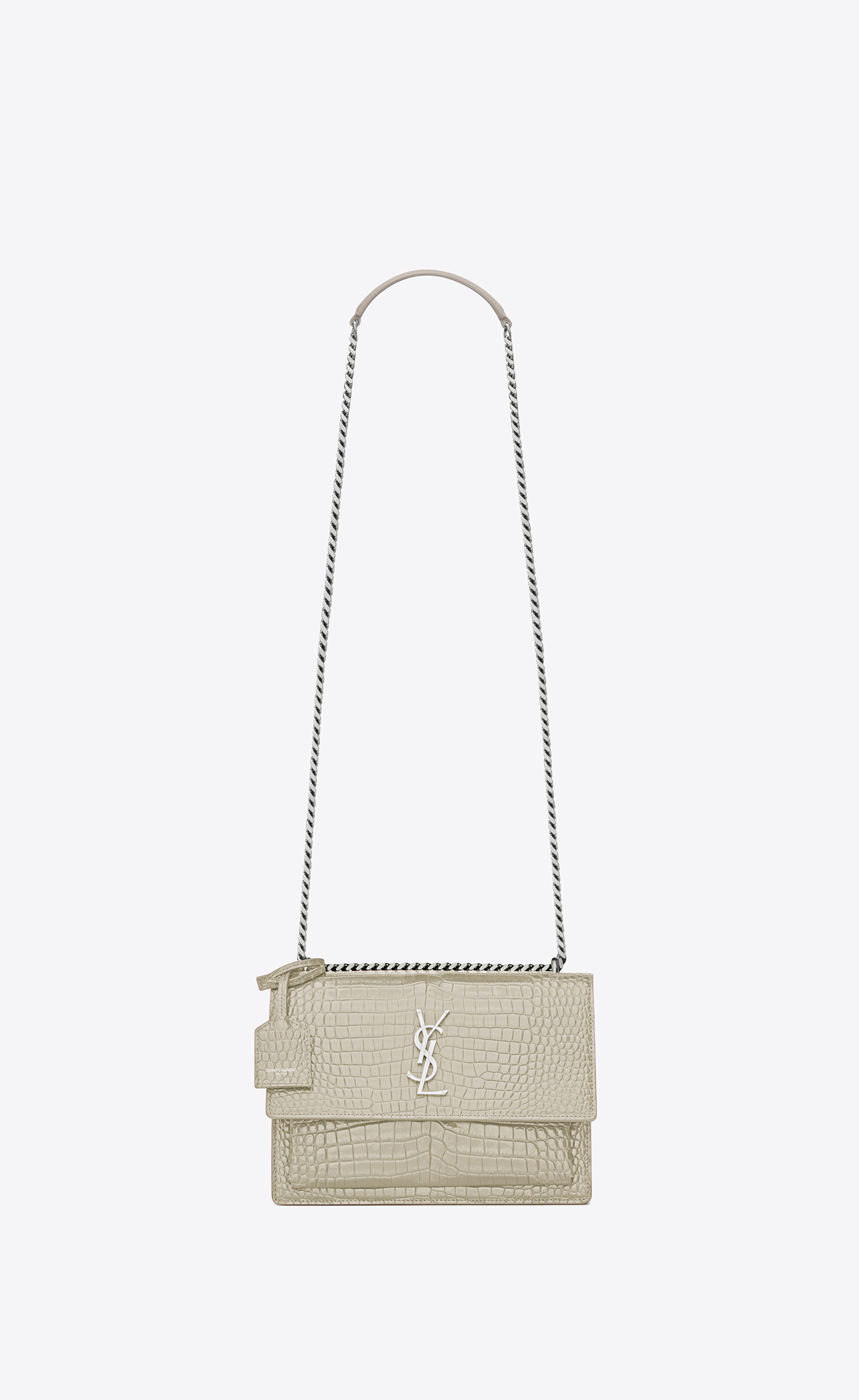 SaintLaurent_sunset medium in shiny crocodile-embossed leather thumbnail