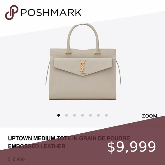 SaintLaurent_uptown medium tote in grain de poudre embossed leather