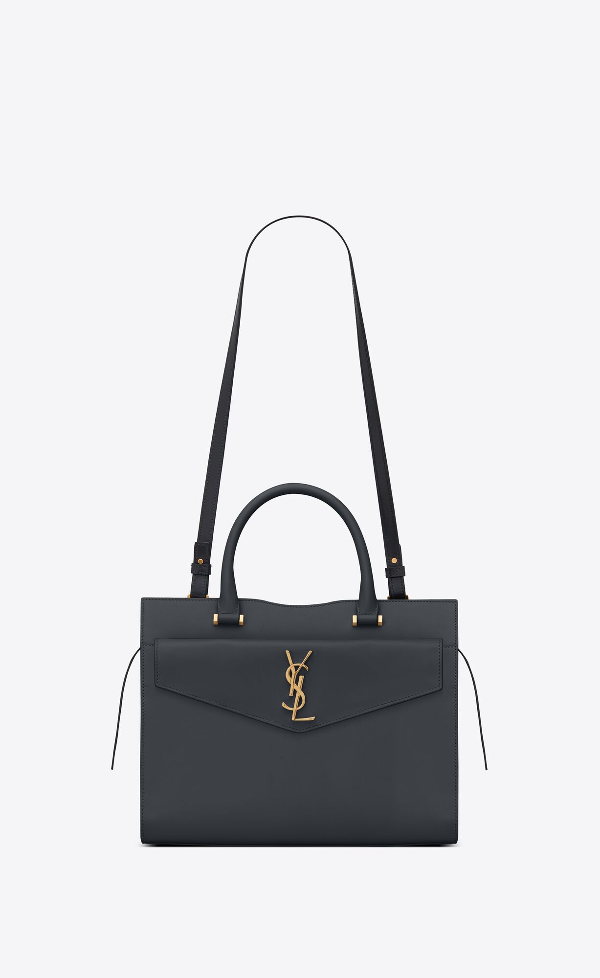 SaintLaurent_uptown medium tote in shiny smooth leather