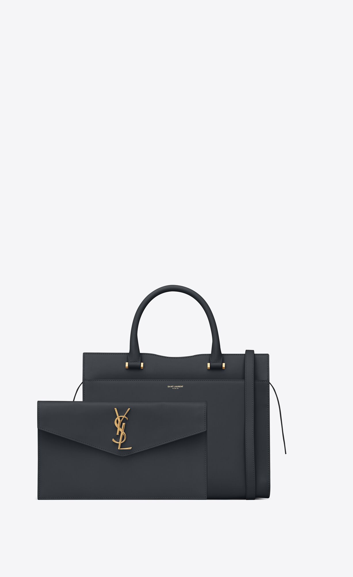 SaintLaurent_uptown medium tote in shiny smooth leather