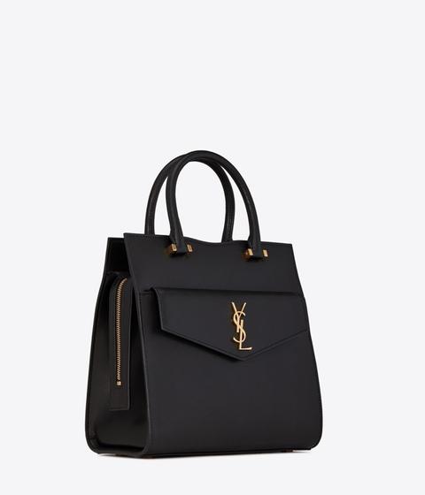 SaintLaurent_uptown small tote in grain de poudre embossed leather