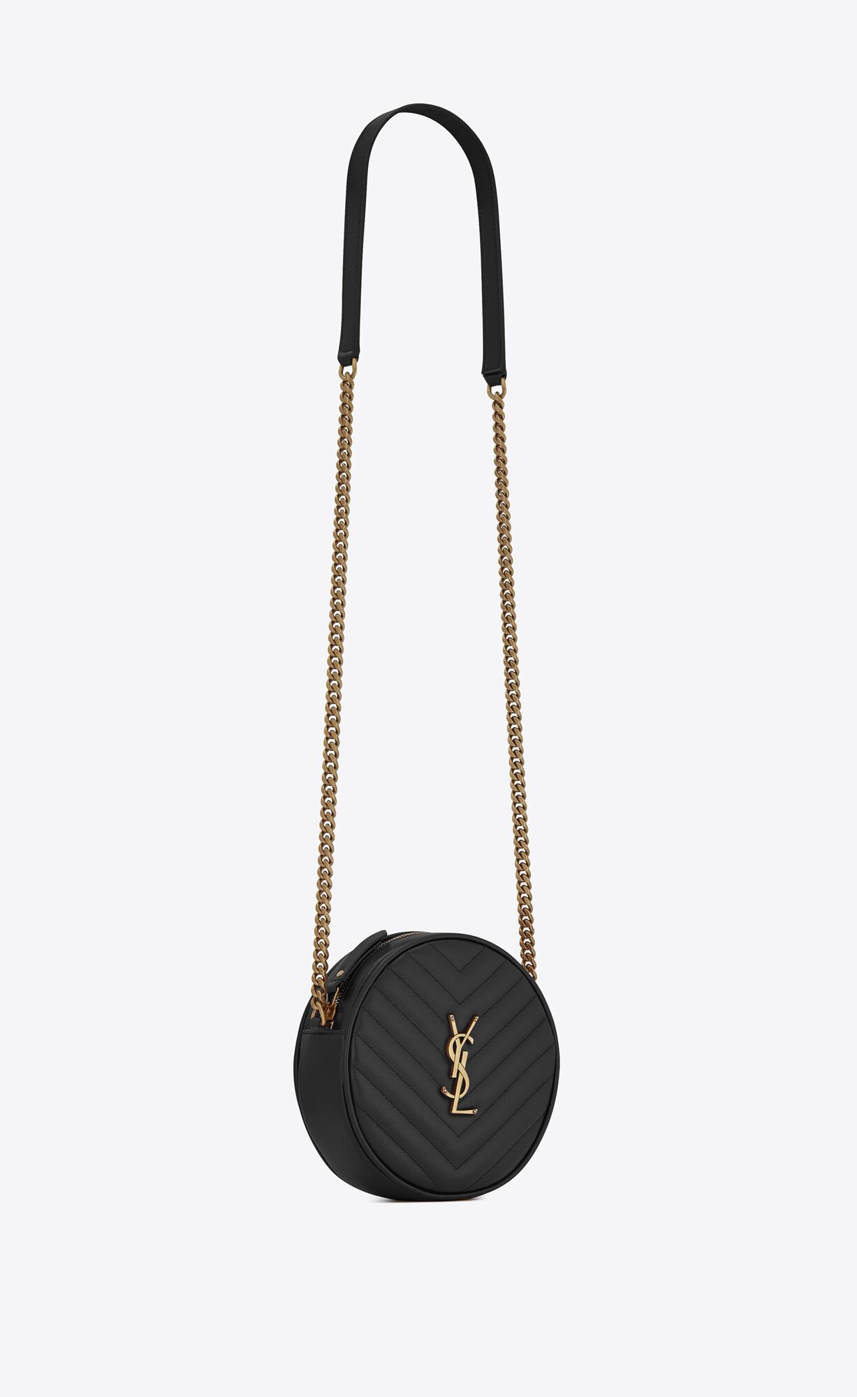 SaintLaurent_vinyle round camera bag in chevron-quilted grain de poudre embossed leather