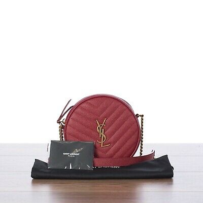 SaintLaurent_vinyle round camera bag in chevron-quilted smooth leather thumbnail