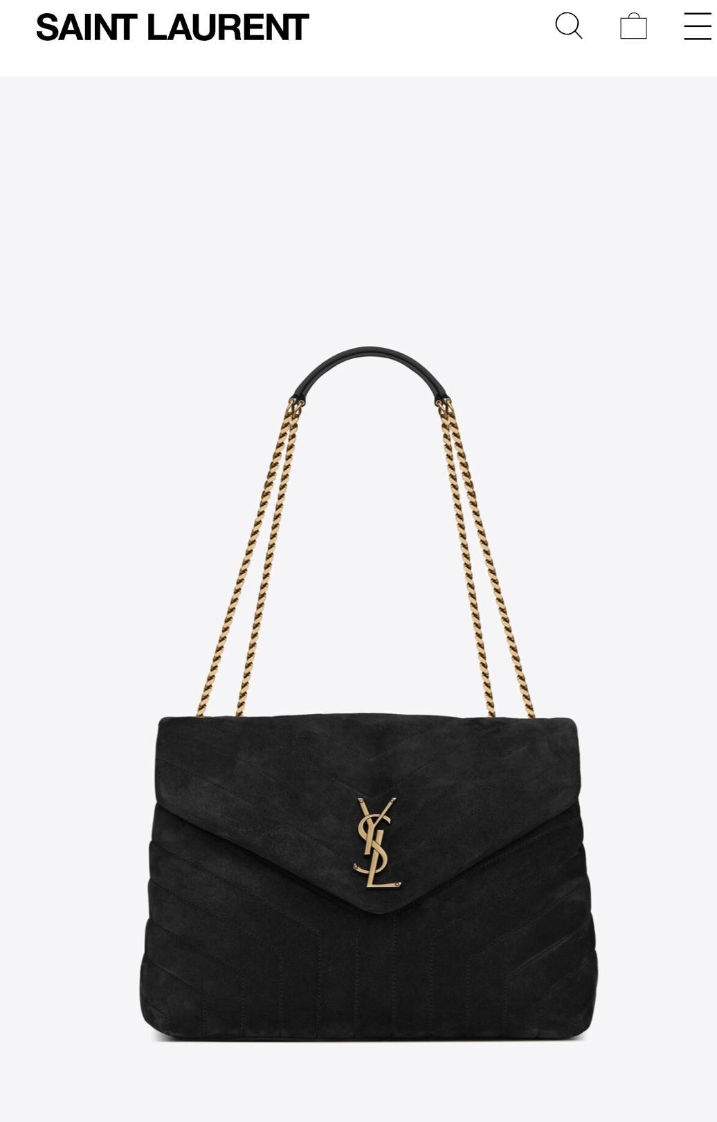SaintLaurent_y 퀼트 처리된 스웨이드 소재의 loulou 미디엄백
