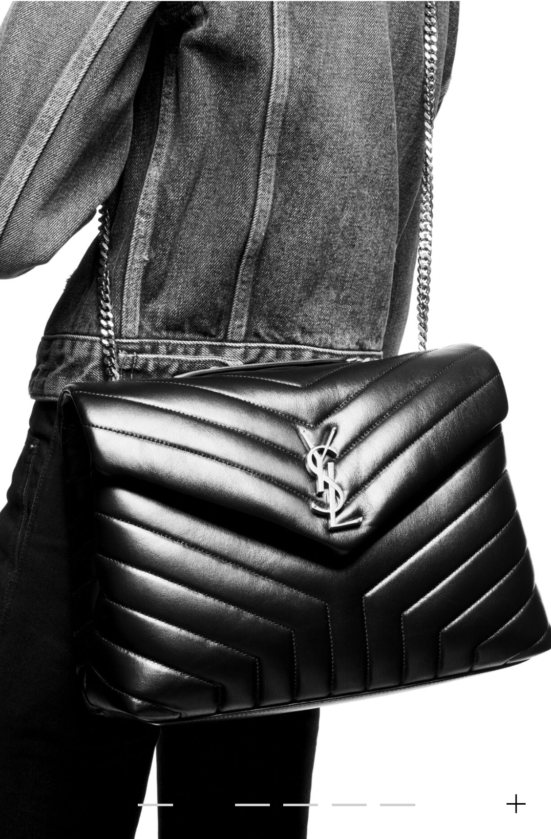 SaintLaurent_y 퀼트 처리된 스웨이드 소재의 loulou 미디엄백 thumbnail