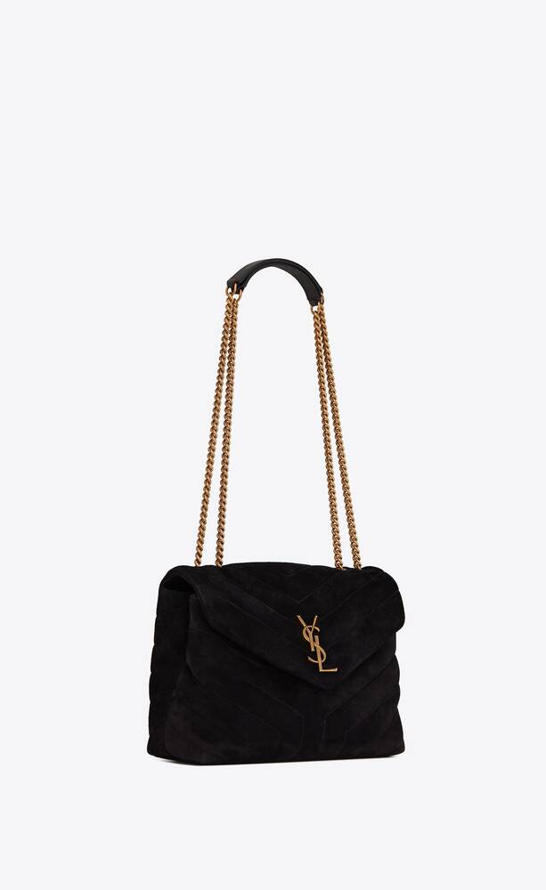SaintLaurent_y 퀼트 처리된 스웨이드 소재의 loulou 스몰백