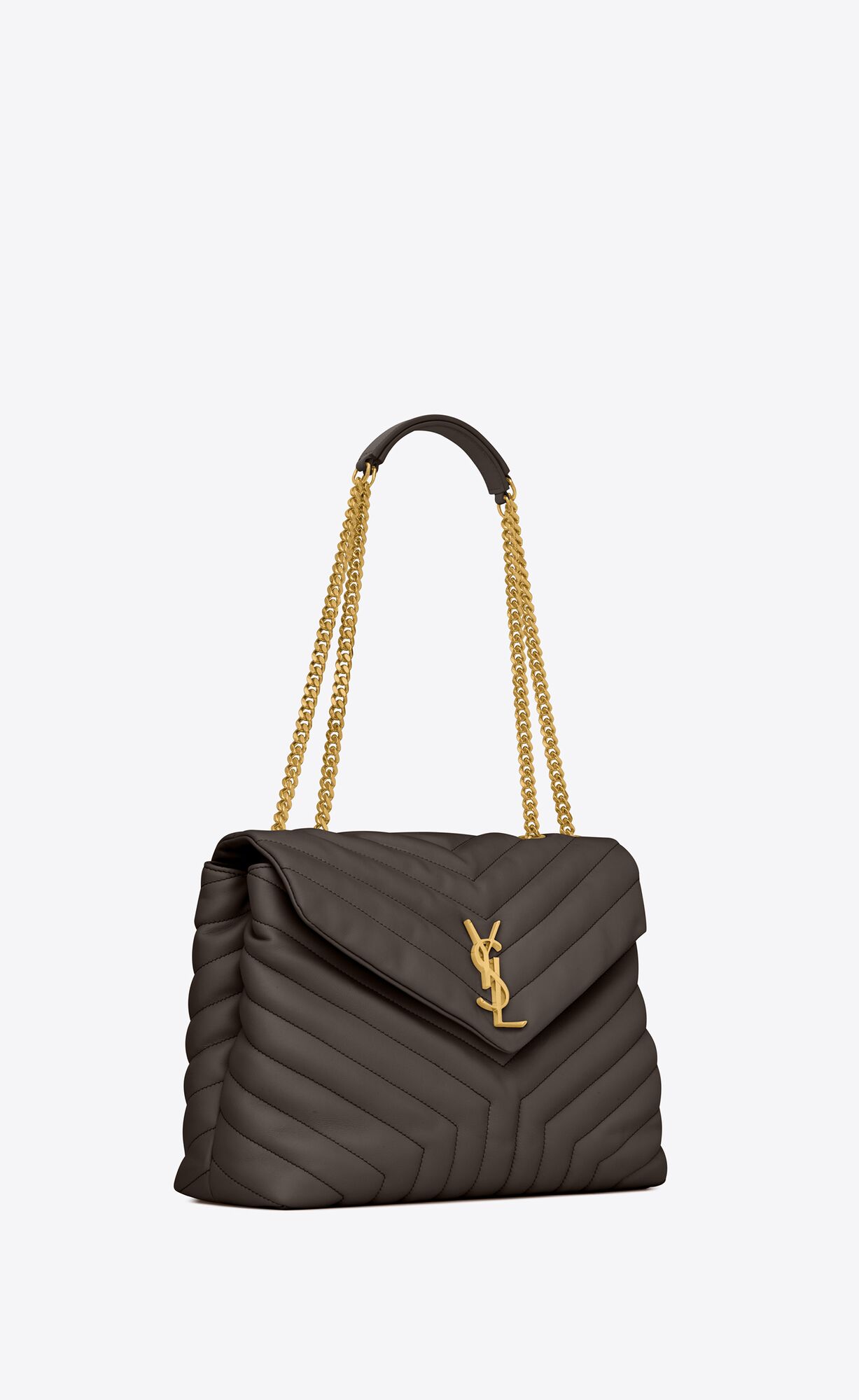 SaintLaurent_y 퀼팅 처리한 리넨과 가죽 소재의 loulou 미디엄 백