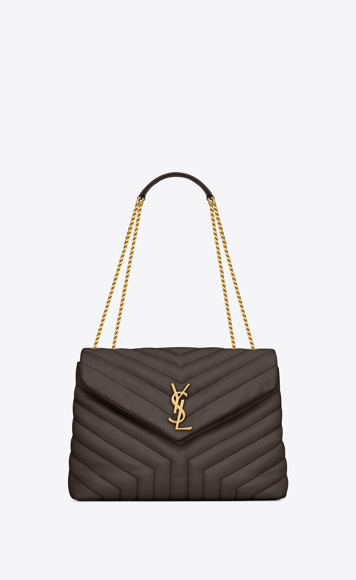 SaintLaurent_y 퀼팅 처리한 리넨과 가죽 소재의 loulou 미디엄 백
