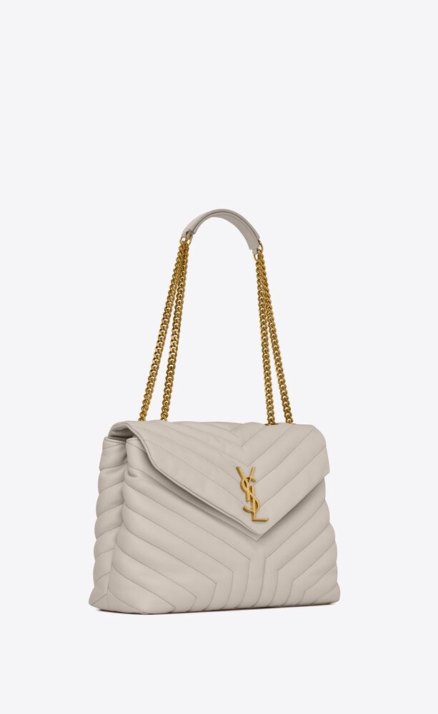 SaintLaurent_y 퀼팅 처리한 리넨과 가죽 소재의 loulou 미디엄 백 thumbnail