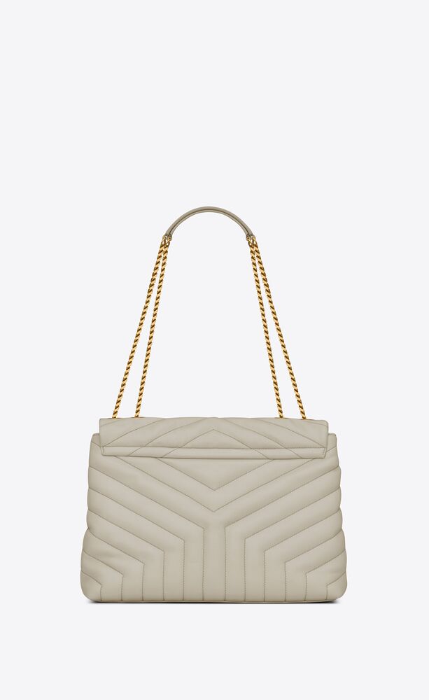 SaintLaurent_y 퀼팅 처리한 리넨과 가죽 소재의 loulou 미디엄 백