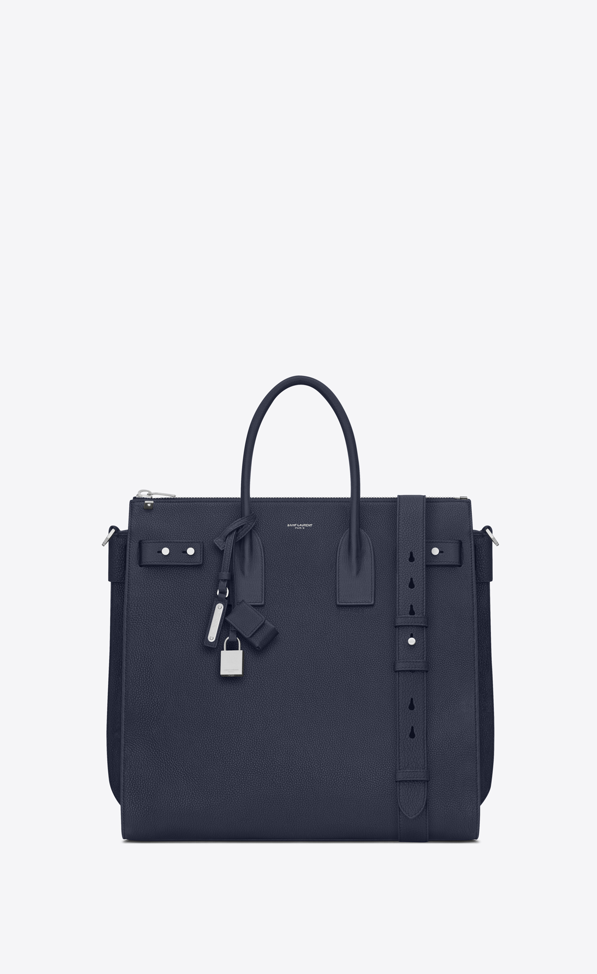 SaintLaurent_네이비 블루 가죽 소재의 삭 드 주르 서플 노스 사우스 토트