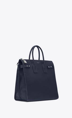 SaintLaurent_네이비 블루 가죽 소재의 삭 드 주르 서플 노스 사우스 토트