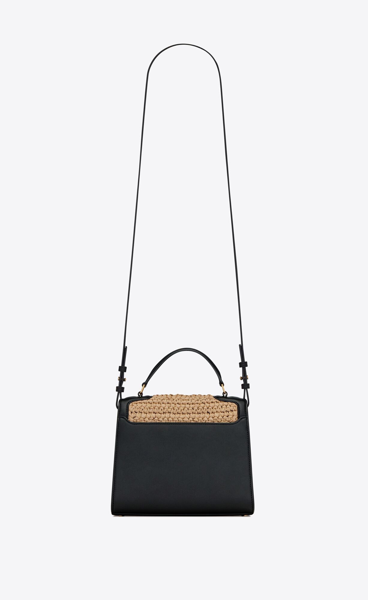 SaintLaurent_라피아와 가죽 소재의 cassandra 미니 탑 핸들 백 thumbnail