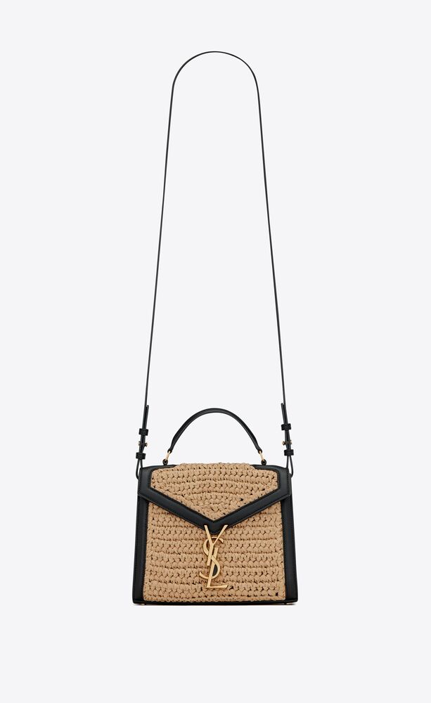 SaintLaurent_라피아와 가죽 소재의 cassandra 미니 탑 핸들 백 thumbnail