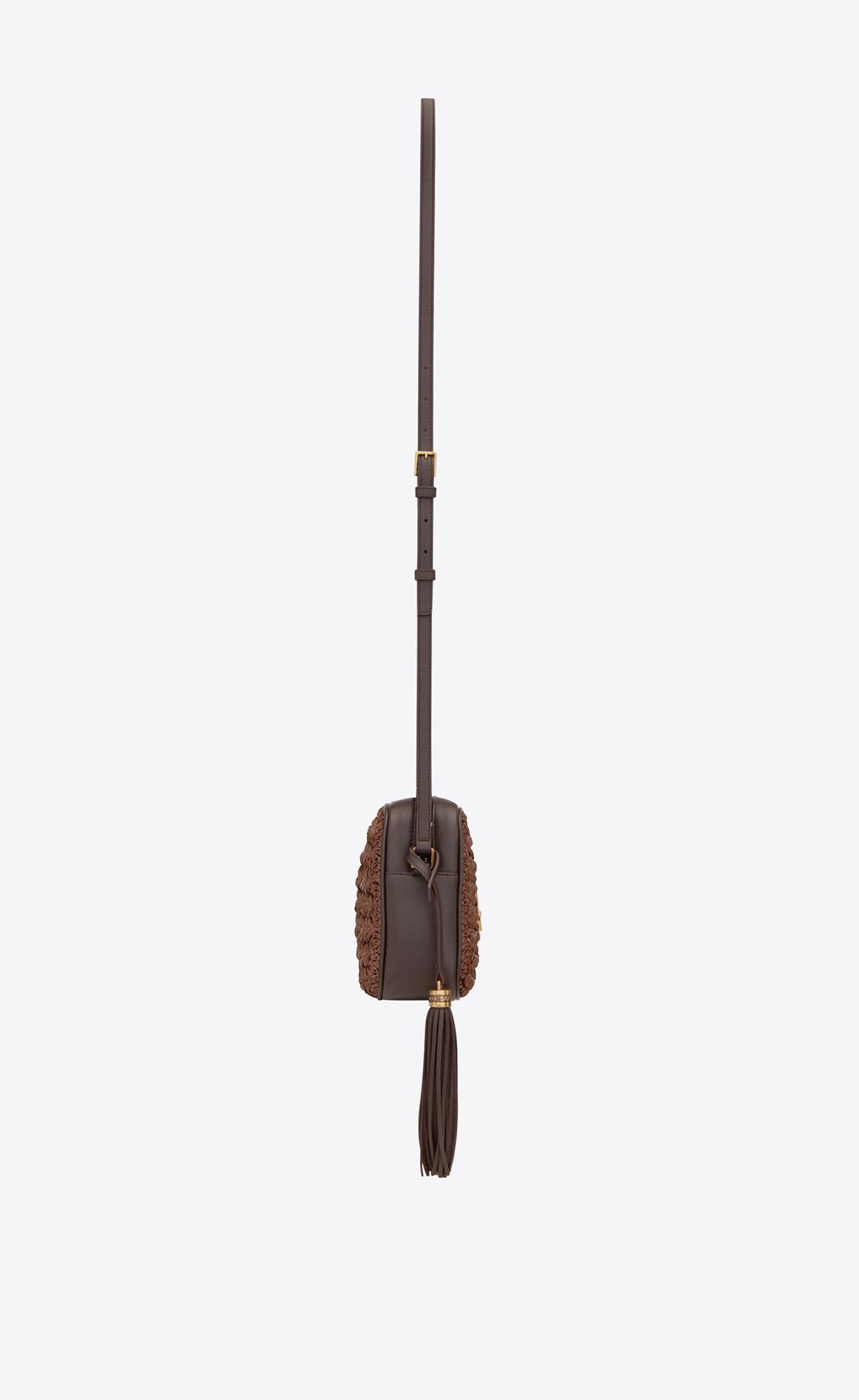 SaintLaurent_라피아와 가죽 소재의 lou 카메라 백