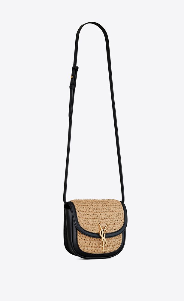 SaintLaurent_라피아와 가죽 소재의 카이아 스몰 사첼