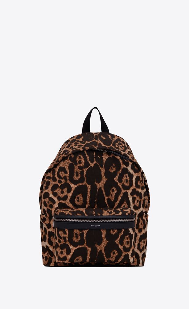 SaintLaurent_레오파드 프린트 캔버스 소재의 city 백팩