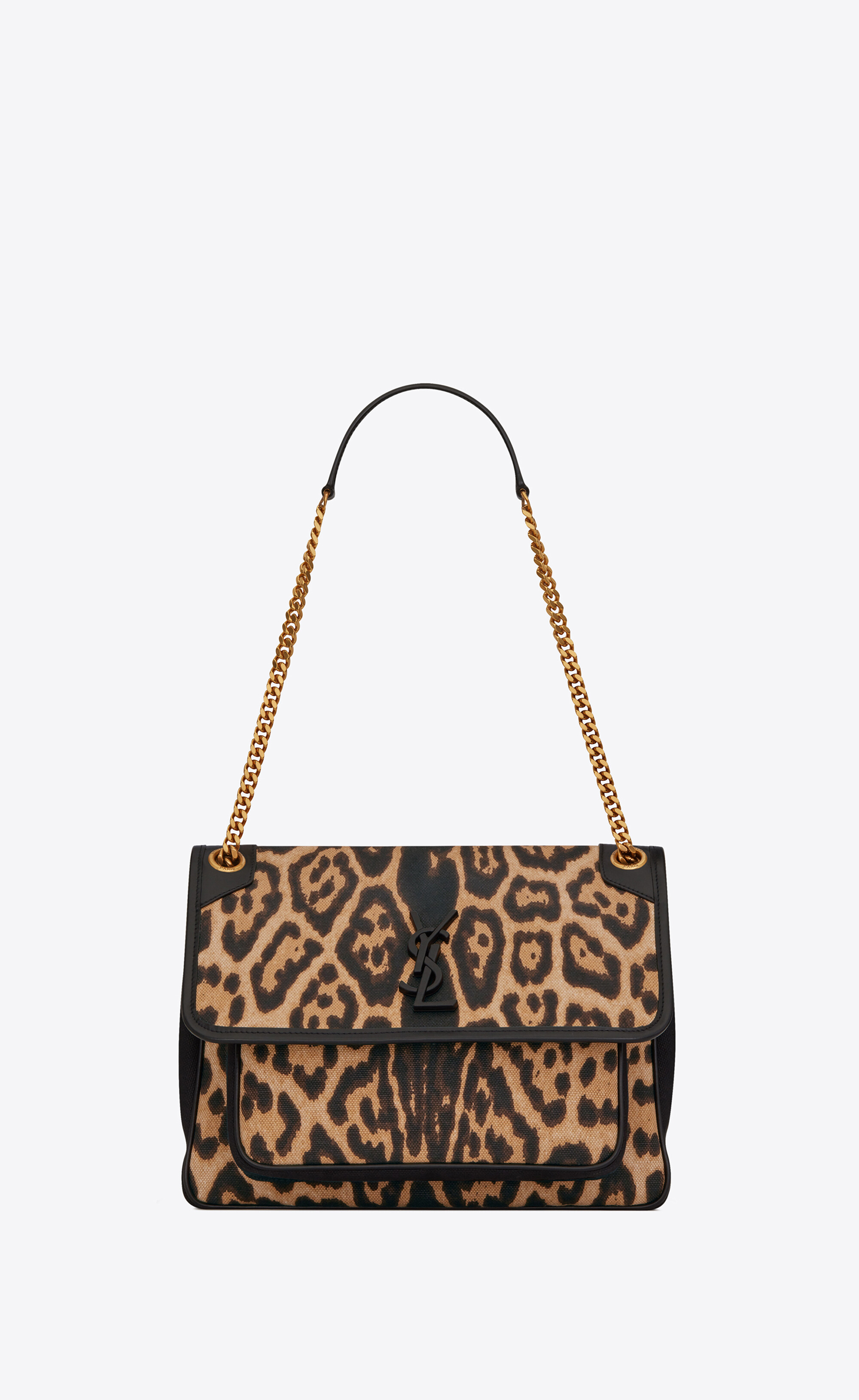 SaintLaurent_레오파드 프린트 캔버스와 스무스 가죽 소재의 niki 미디엄백