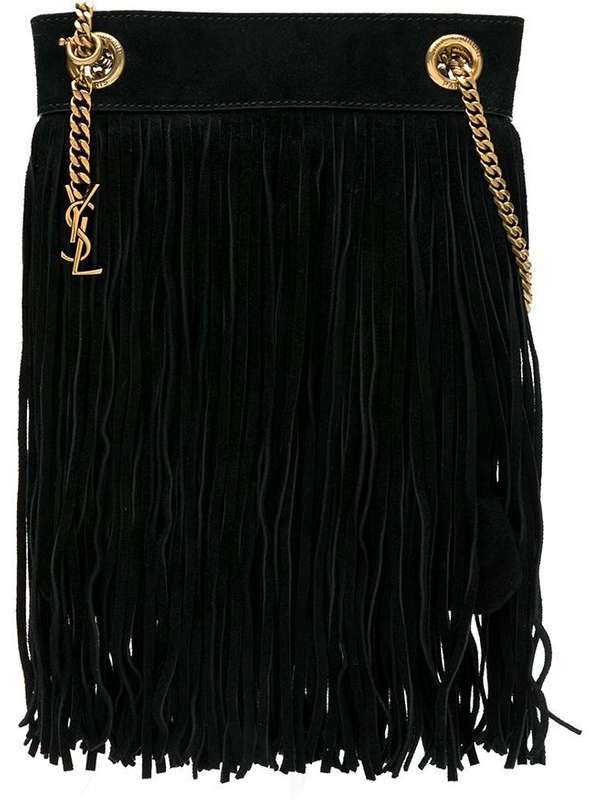 SaintLaurent_로프와 가죽 소재의 그레이스 스몰 프린지 호보 백